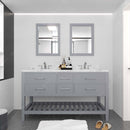 Modern Fittings Caroline Estate 60" Double Bath Vanity with Cultured Marble Quartz Top and Square Sinks Faucets