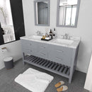 Modern Fittings Caroline Estate 60" Double Bath Vanity with Cultured Marble Quartz Top and Square Sinks