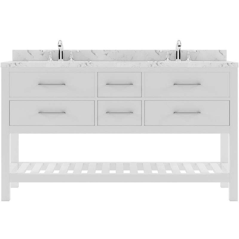 Modern Fittings Caroline Estate 60" Double Bath Vanity with Cultured Marble Quartz Top and Square Sinks