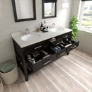 Modern Fittings Caroline Estate 60" Double Bath Vanity with Quartz Top and Round Sinks Faucets