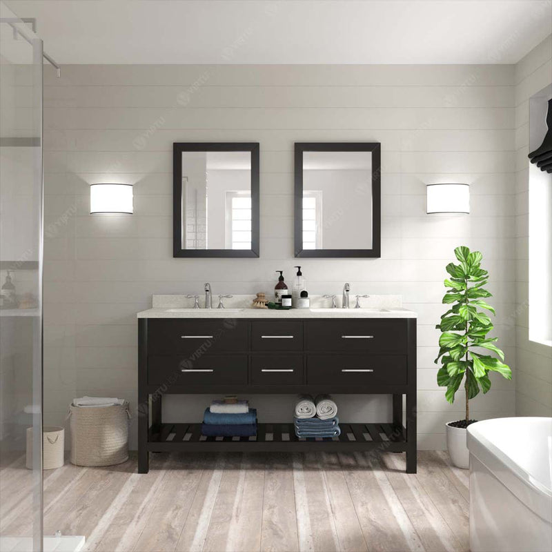 Modern Fittings Caroline Estate 60" Double Bath Vanity with Quartz Top and Square Sinks