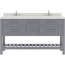 Modern Fittings Caroline Estate 60" Double Bath Vanity with Quartz Top and Square Sinks