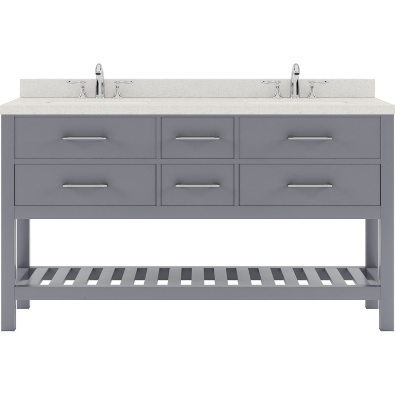 Modern Fittings Caroline Estate 60" Double Bath Vanity with Quartz Top and Square Sinks