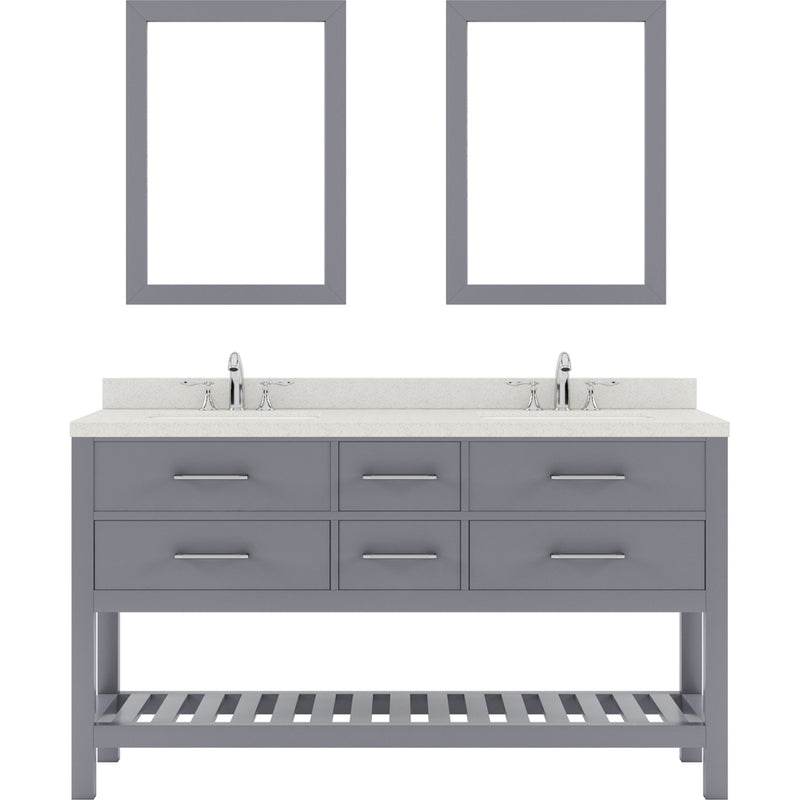 Modern Fittings Caroline Estate 60" Double Bath Vanity with Quartz Top and Square Sinks Faucets