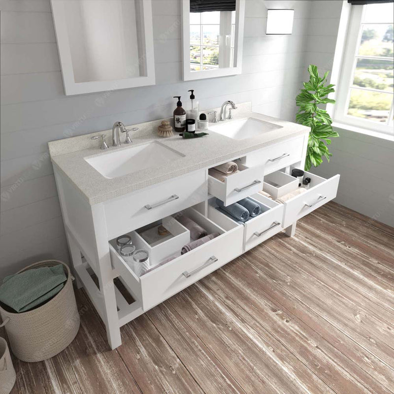 Modern Fittings Caroline Estate 60" Double Bath Vanity with Quartz Top and Square Sinks