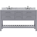 Modern Fittings Caroline Estate 60" Double Bath Vanity with Marble Top and Round Sinks