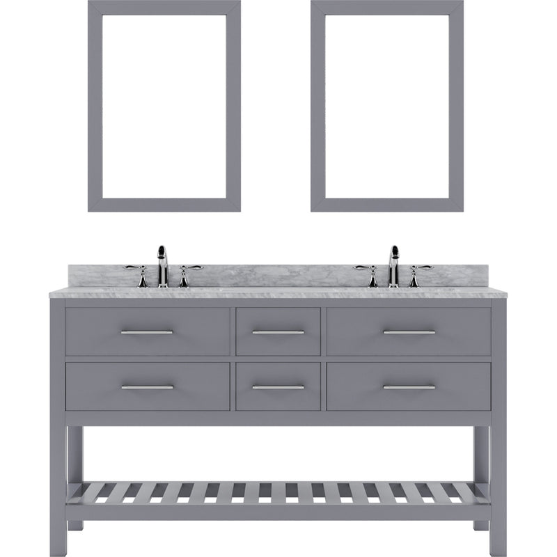 Modern Fittings Caroline Estate 60" Double Bath Vanity with Marble Top and Round Sinks