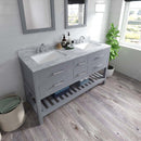 Modern Fittings Caroline Estate 60" Double Bath Vanity with Marble Top and Square Sinks