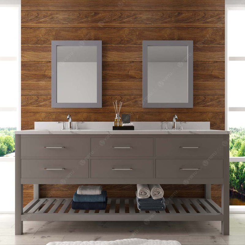 Modern Fittings Caroline Estate 72" Double Bath Vanity with Calacatta Quartz Top and Round Sinks