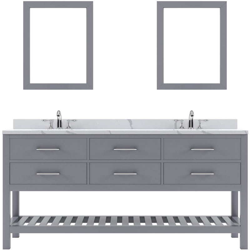 Modern Fittings Caroline Estate 72" Double Bath Vanity with Calacatta Quartz Top and Round Sinks