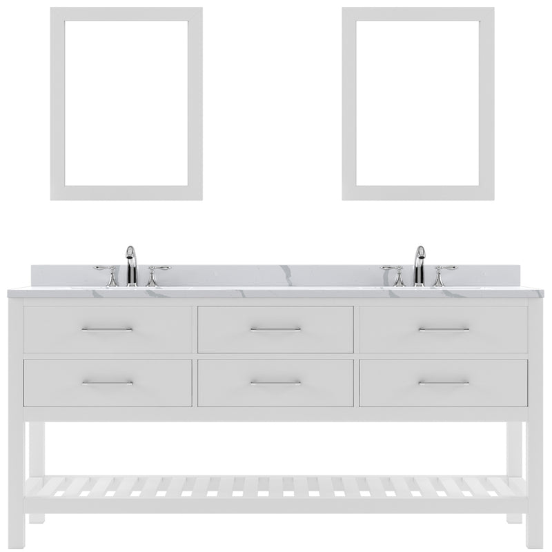 Modern Fittings Caroline Estate 72" Double Bath Vanity with Calacatta Quartz Top and Round Sinks