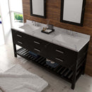 Modern Fittings Caroline Estate 72" Double Bath Vanity with Calacatta Quartz Top and Square Sinks Faucets