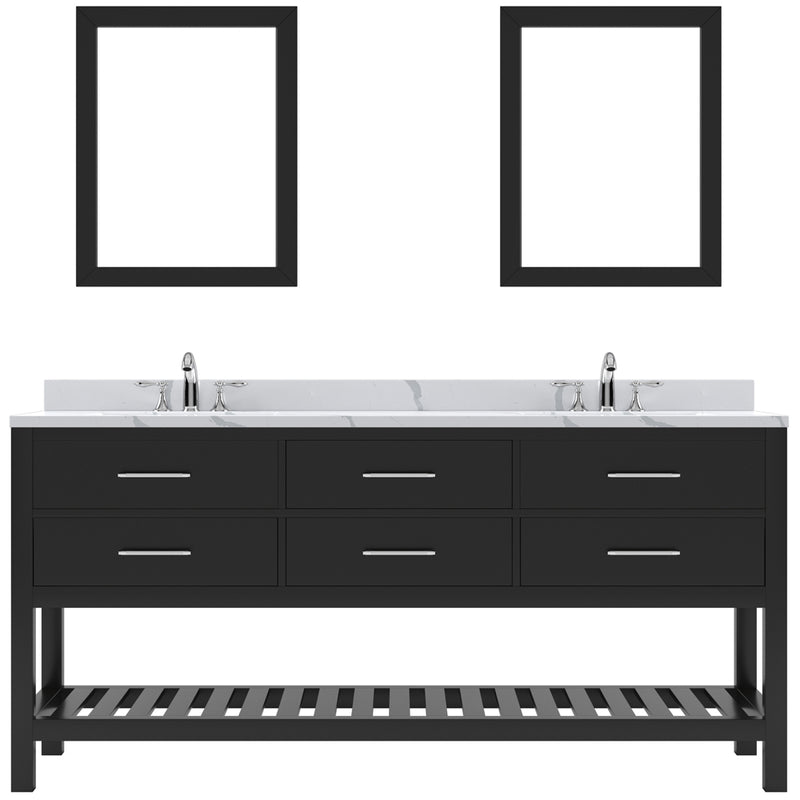 Modern Fittings Caroline Estate 72" Double Bath Vanity with Calacatta Quartz Top and Square Sinks