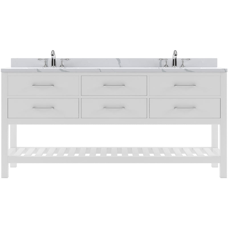 Modern Fittings Caroline Estate 72" Double Bath Vanity with Calacatta Quartz Top and Square Sinks