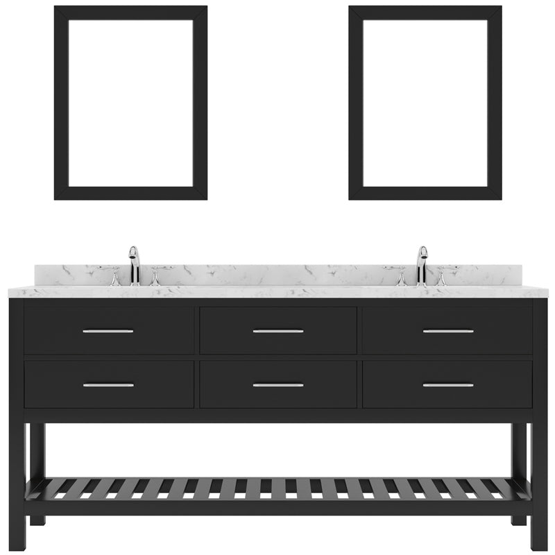 Modern Fittings Caroline Estate 72" Double Bath Vanity with Cultured Marble Quartz Top and Round Sinks