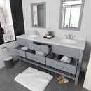 Modern Fittings Caroline Estate 72" Double Bath Vanity with Cultured Marble Quartz Top and Round Sinks Faucets