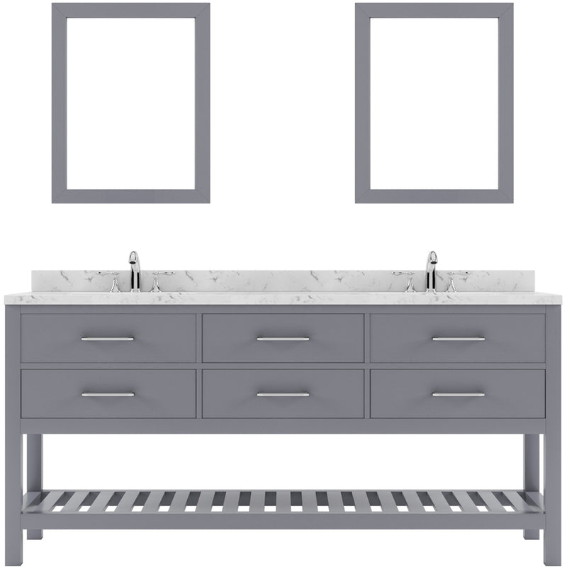 Modern Fittings Caroline Estate 72" Double Bath Vanity with Cultured Marble Quartz Top and Round Sinks