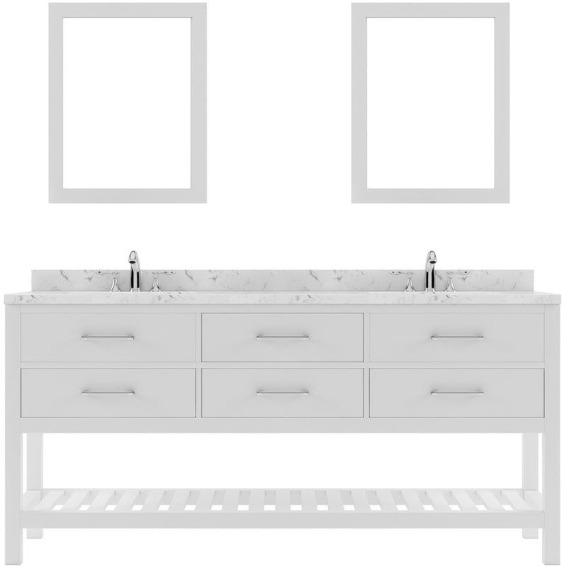 Modern Fittings Caroline Estate 72" Double Bath Vanity with Cultured Marble Quartz Top and Round Sinks Faucets