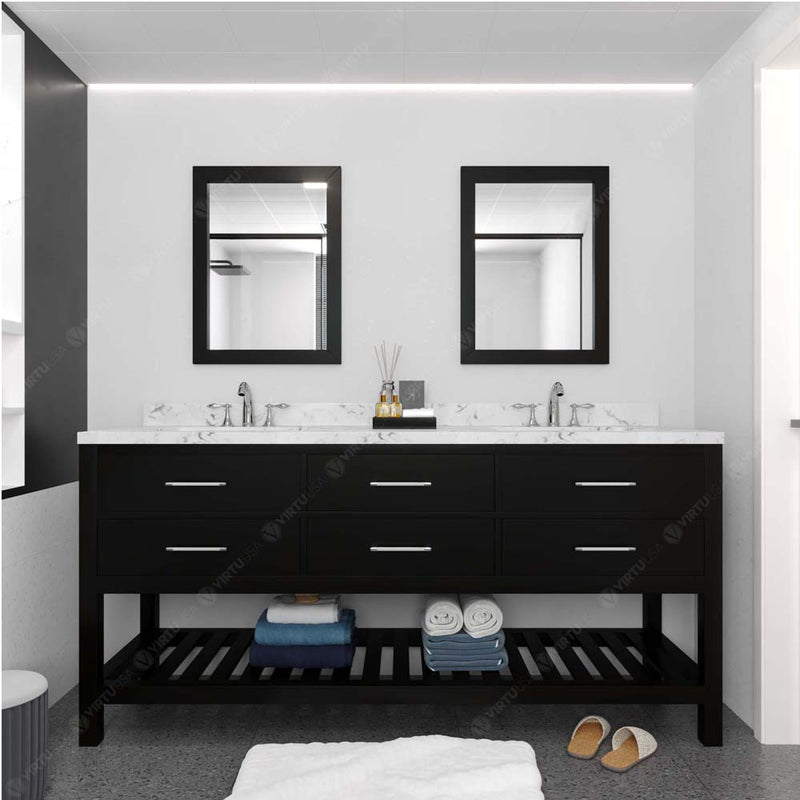 Modern Fittings Caroline Estate 72" Double Bath Vanity with Cultured Marble Quartz Top and Square Sinks