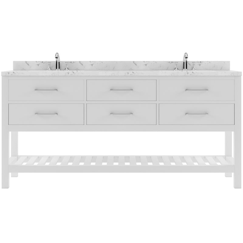 Modern Fittings Caroline Estate 72" Double Bath Vanity with Cultured Marble Quartz Top and Square Sinks