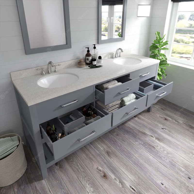 Modern Fittings Caroline Estate 72" Double Bath Vanity with Quartz Top and Round Sinks