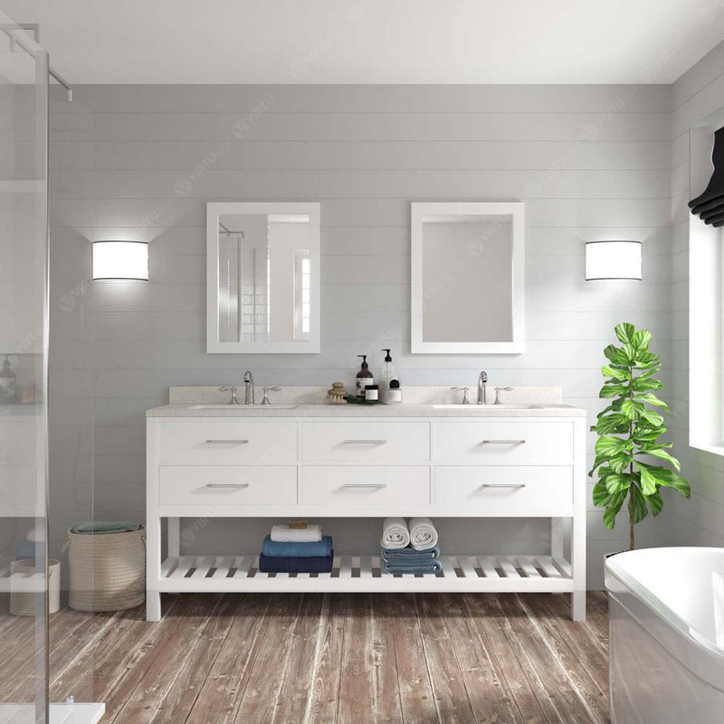 Modern Fittings Caroline Estate 72" Double Bath Vanity with Quartz Top and Round Sinks