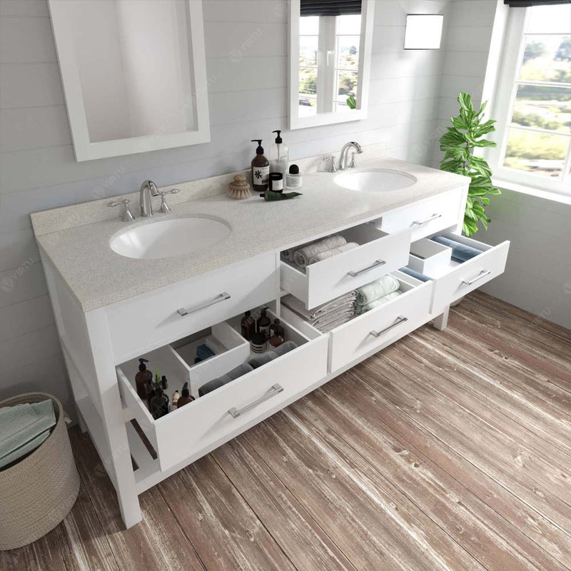 Modern Fittings Caroline Estate 72" Double Bath Vanity with Quartz Top and Round Sinks