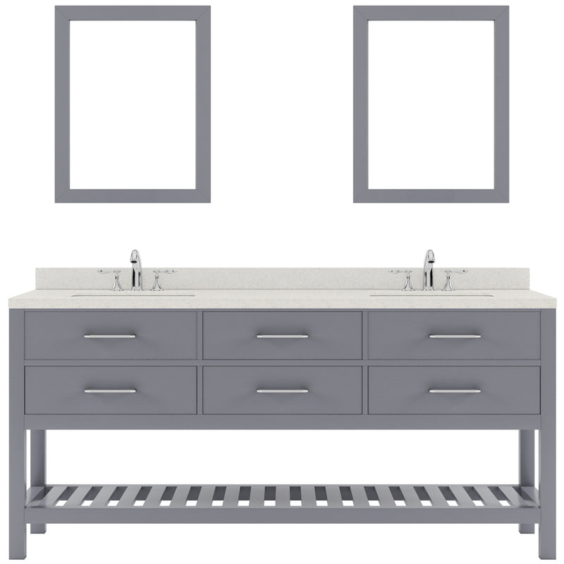 Modern Fittings Caroline Estate 72" Double Bath Vanity with Quartz Top and Square Sinks Faucets