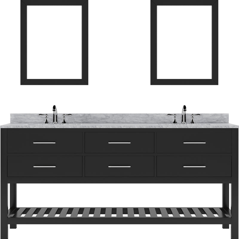 Modern Fittings Caroline Estate 72" Double Bath Vanity with Marble Top and Round Sinks Faucets