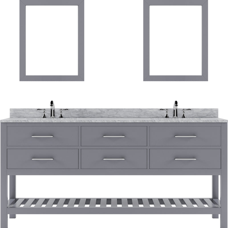 Modern Fittings Caroline Estate 72" Double Bath Vanity with Marble Top and Round Sinks Faucets