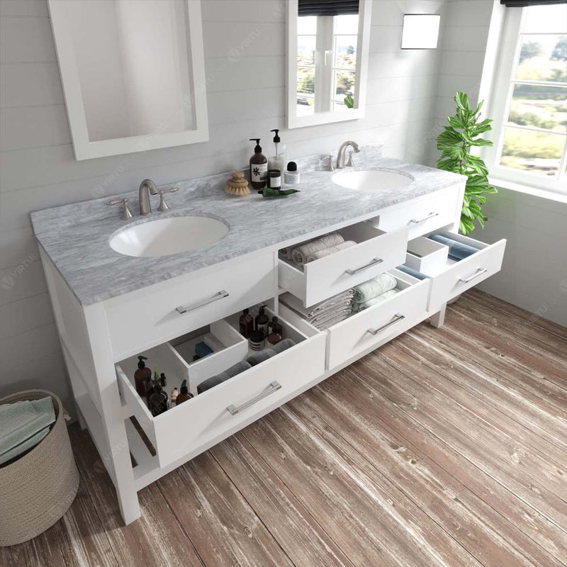 Modern Fittings Caroline Estate 72" Double Bath Vanity with Marble Top and Round Sinks