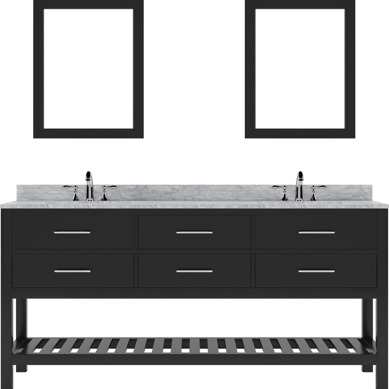 Modern Fittings Caroline Estate 72" Double Bath Vanity with Marble Top and Square Sinks  Faucets