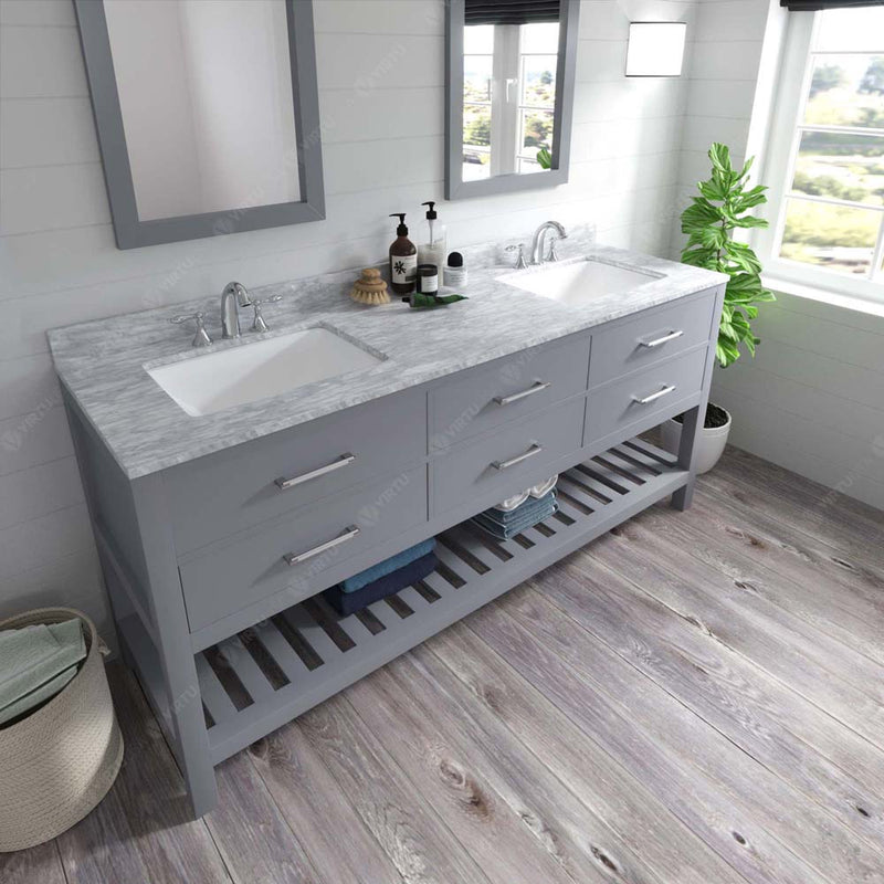 Modern Fittings Caroline Estate 72" Double Bath Vanity with Marble Top and Square Sinks