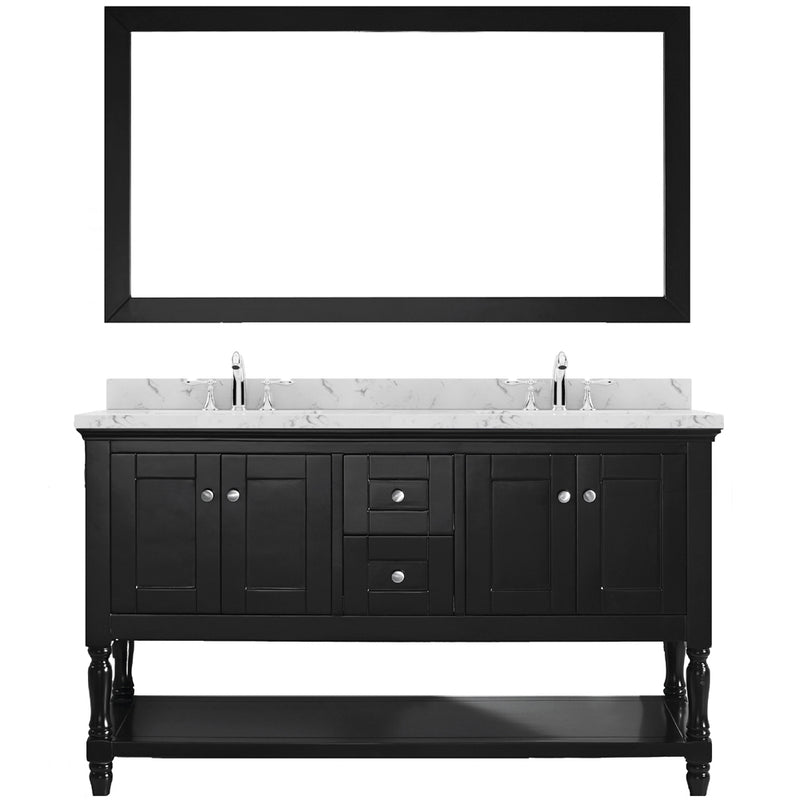 Modern Fittings Julianna 60" Double Bath Vanity with Cultured Marble Quartz Top and Round Sinks