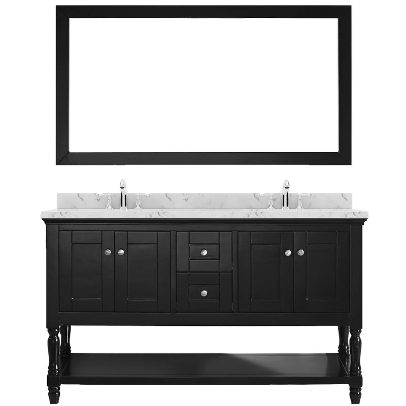 Modern Fittings Julianna 60" Double Bath Vanity with Cultured Marble Quartz Top and Square Sinks