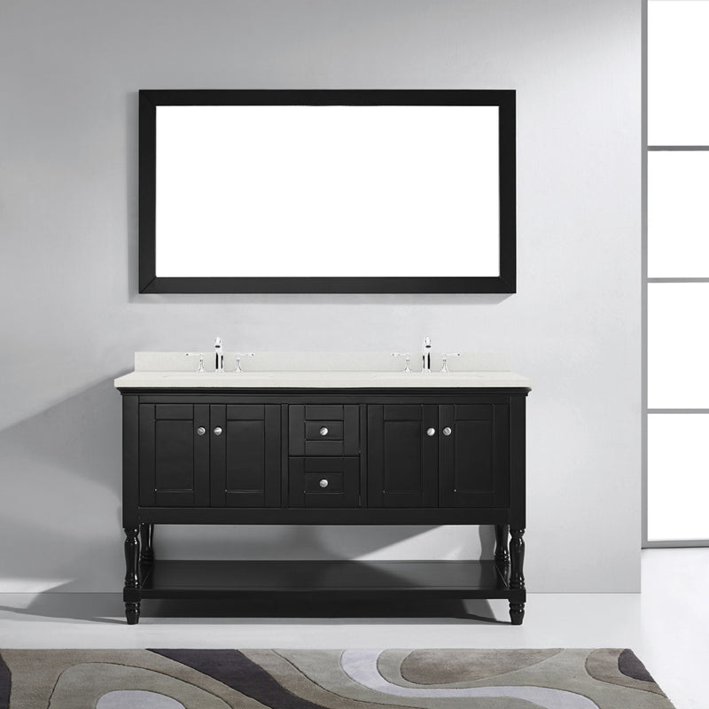 Modern Fittings Julianna 60" Double Bath Vanity with Dazzle Quartz Top and Square Sinks