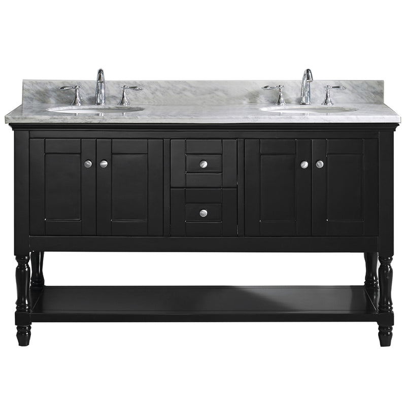 Modern Fittings Julianna 60" Double Bath Vanity with Marble Top and Round Sinks