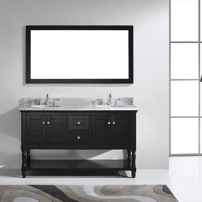 Modern Fittings Julianna 60" Double Bath Vanity with Marble Top and Round Sinks Faucets