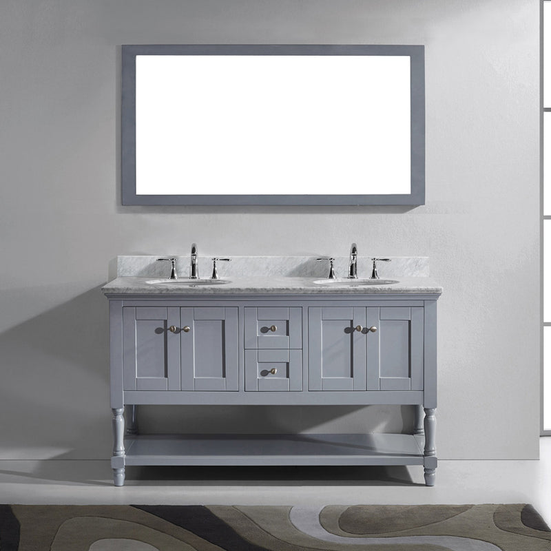 Modern Fittings Julianna 60" Double Bath Vanity with Marble Top and Round Sinks Faucets