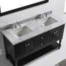 Modern Fittings Julianna 60" Double Bath Vanity with Marble Top and Square Sinks Faucets