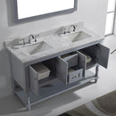 Modern Fittings Julianna 60" Double Bath Vanity with Marble Top and Square Sinks Faucets