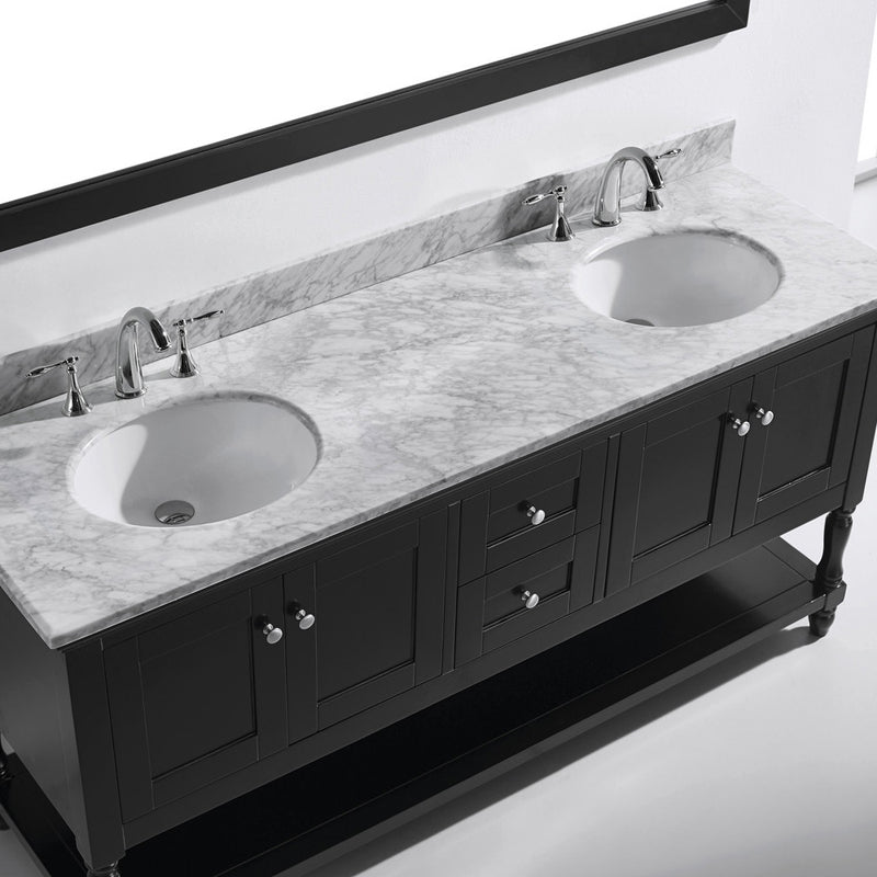 Modern Fittings Julianna 72" Double Bath Vanity with Marble Top and Sinks with Espresso