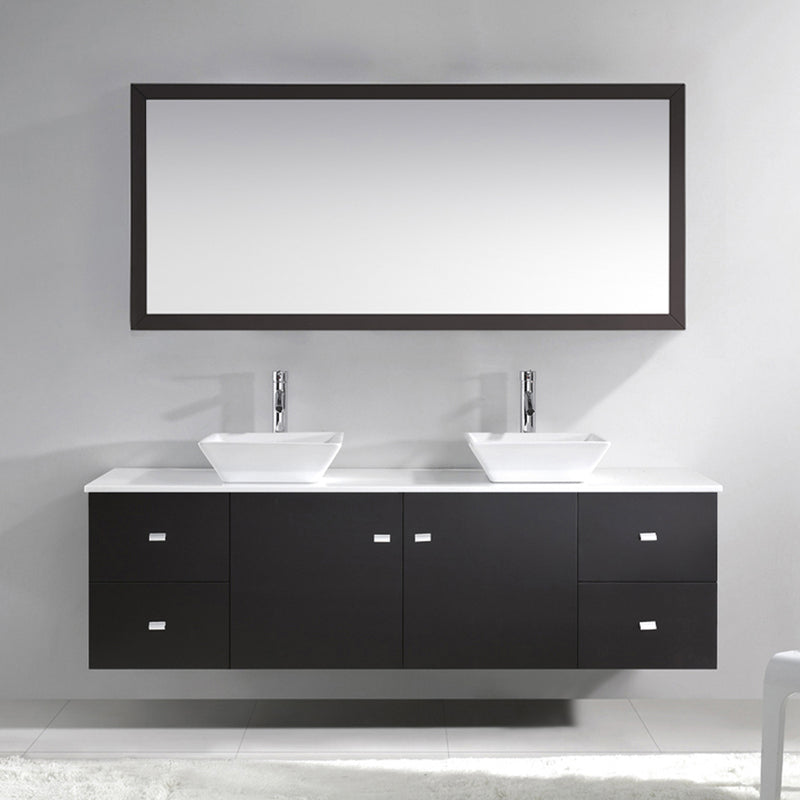 Modern Fittings Clarissa 72" Double Bath Vanity with Engineered Stone Top and Square Sinks Faucets