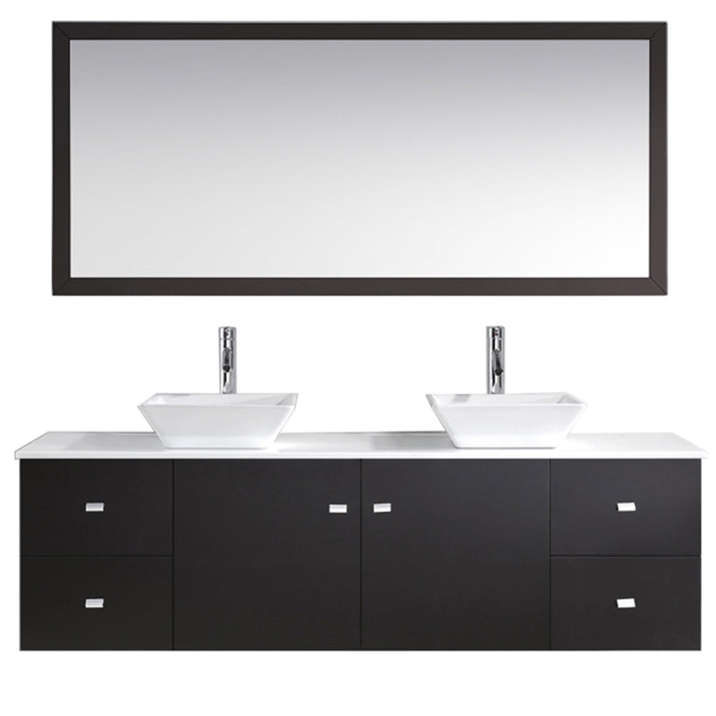 Modern Fittings Clarissa 72" Double Bath Vanity with Engineered Stone Top and Square Sinks Faucets