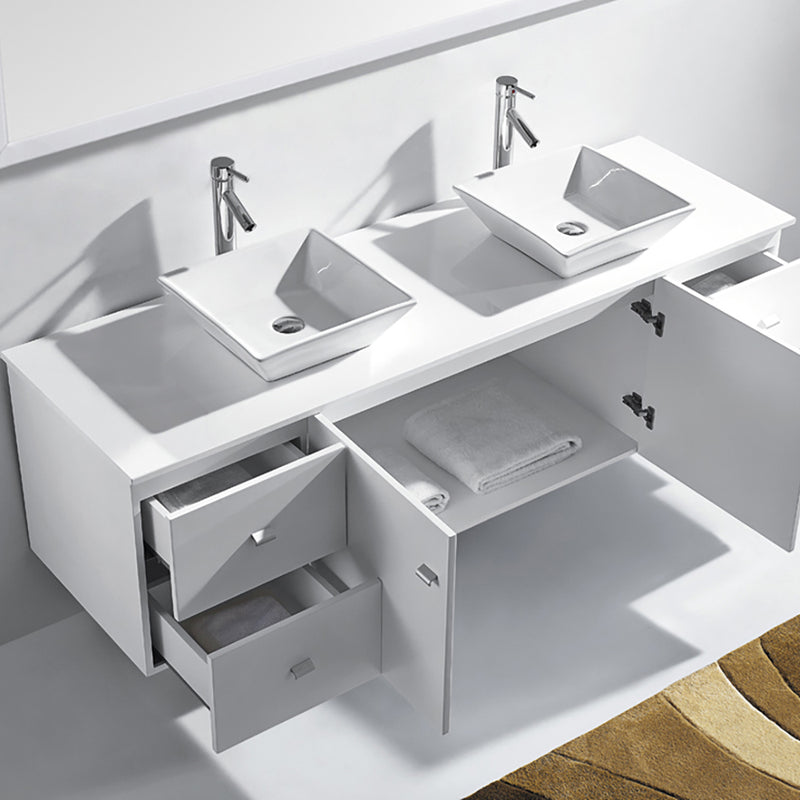 Modern Fittings Clarissa 72" Double Bath Vanity with Engineered Stone Top and Square Sinks Faucets