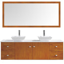 Modern Fittings Clarissa 72" Double Bath Vanity in Honey Oak with Engineered Stone Top and Square Sinks Nickel Faucet