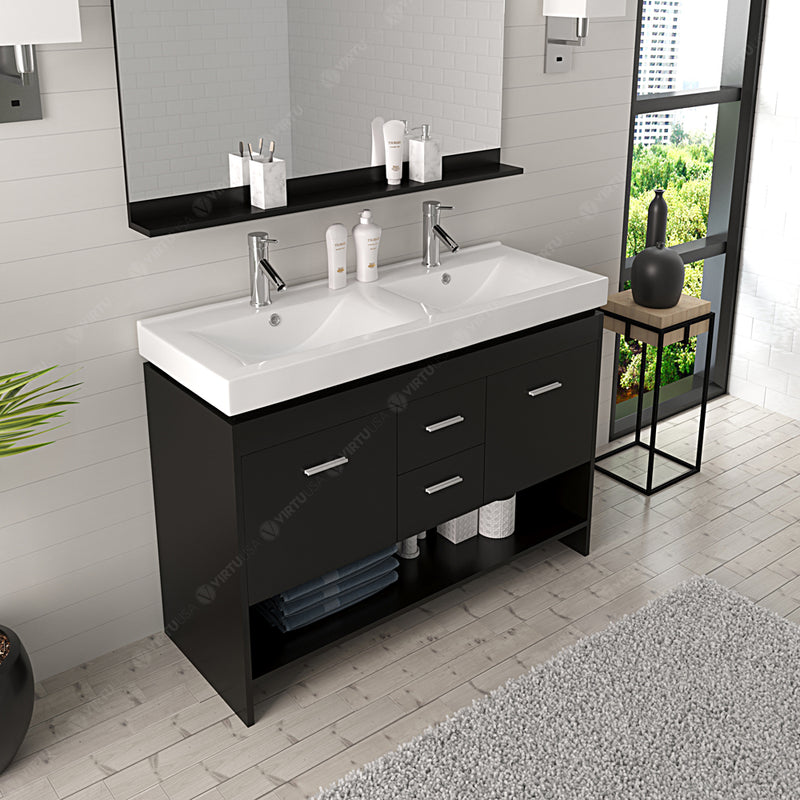 Modern Fittings Gloria 48" Double Bath Vanity with Ceramic Top and Integrated Square Sinks Faucets