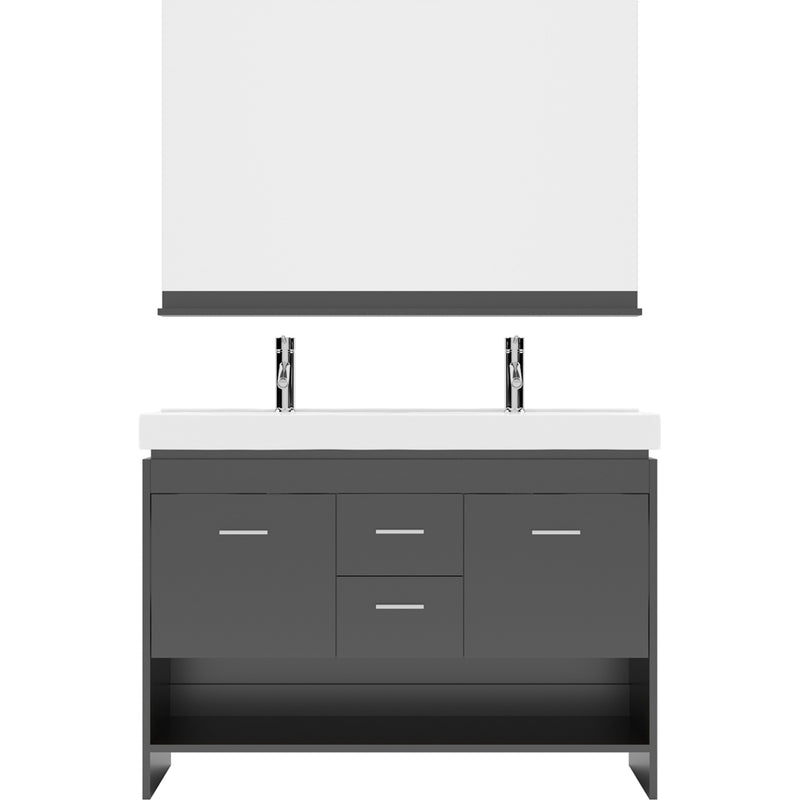 Modern Fittings Gloria 48" Double Bath Vanity with Ceramic Top and Integrated Square Sinks Faucets