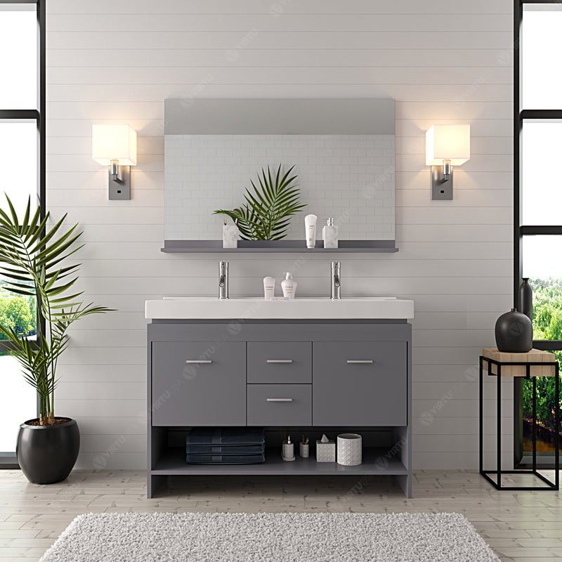 Modern Fittings Gloria 48" Double Bath Vanity with Ceramic Top and Integrated Square Sinks Faucets