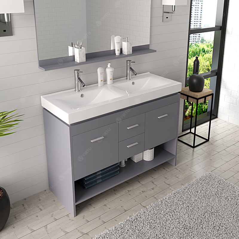 Modern Fittings Gloria 48" Double Bath Vanity with Ceramic Top and Integrated Square Sinks Faucets